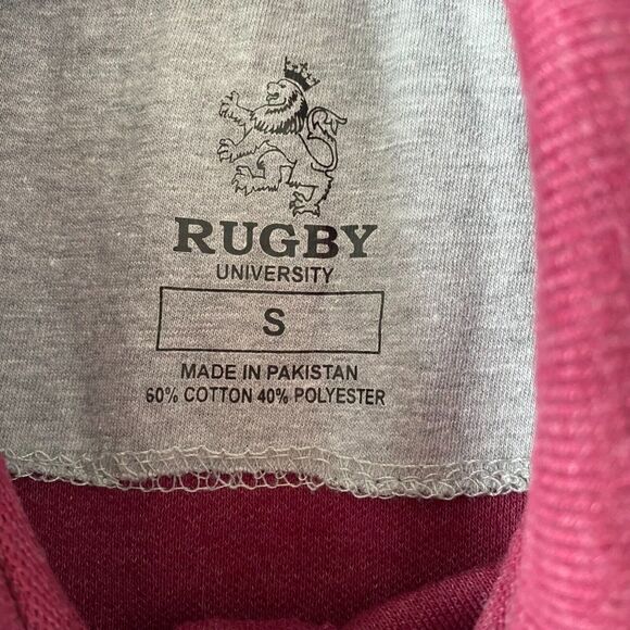 Rugby University Polo Shirt Size S Burgundy Short Sleeve Unisex Cotton Blend - Picture 4 of 10